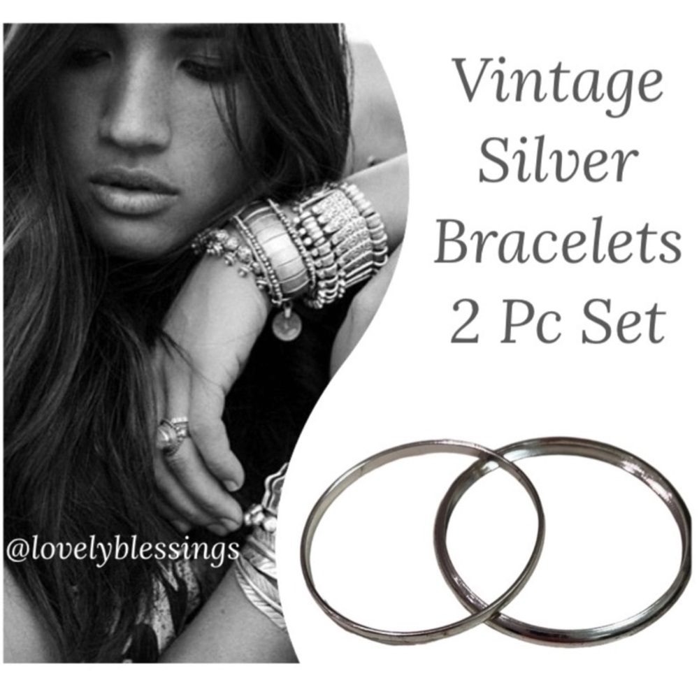 Vintage Silver Bangle Bracelet Set